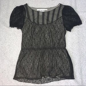 Max Studio Black Laced Blouse: S